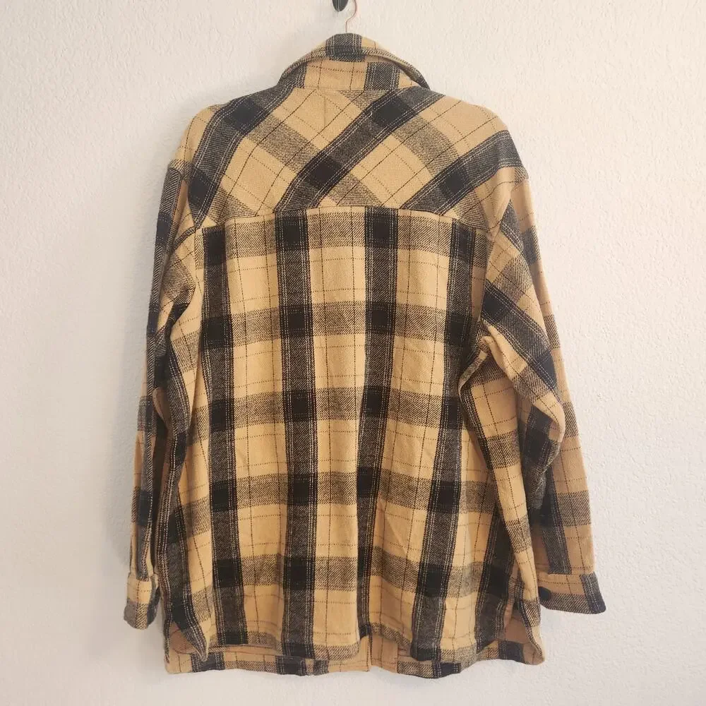 Lucky‎ Brand Women's Size Large Yellow/Black Plaid Shacket New